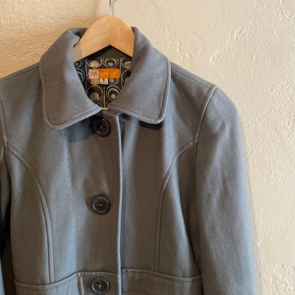 Anthropologie Tulle Gray Wool Button Up Peacoat Size Small - Picture 2 of 12